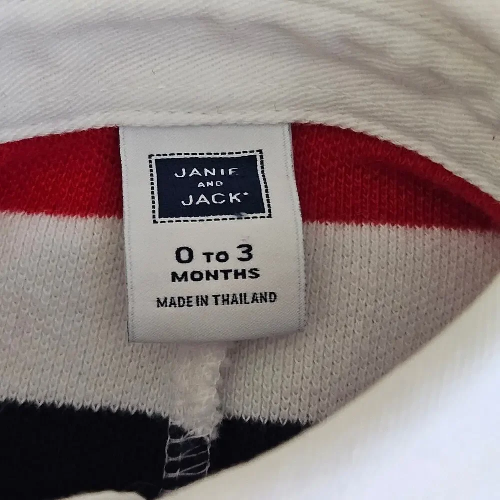 Janie and Jack‎ Polo Rugby Stripe Red Blue Puppy Coverall & Beanie | Baby 0-3 M